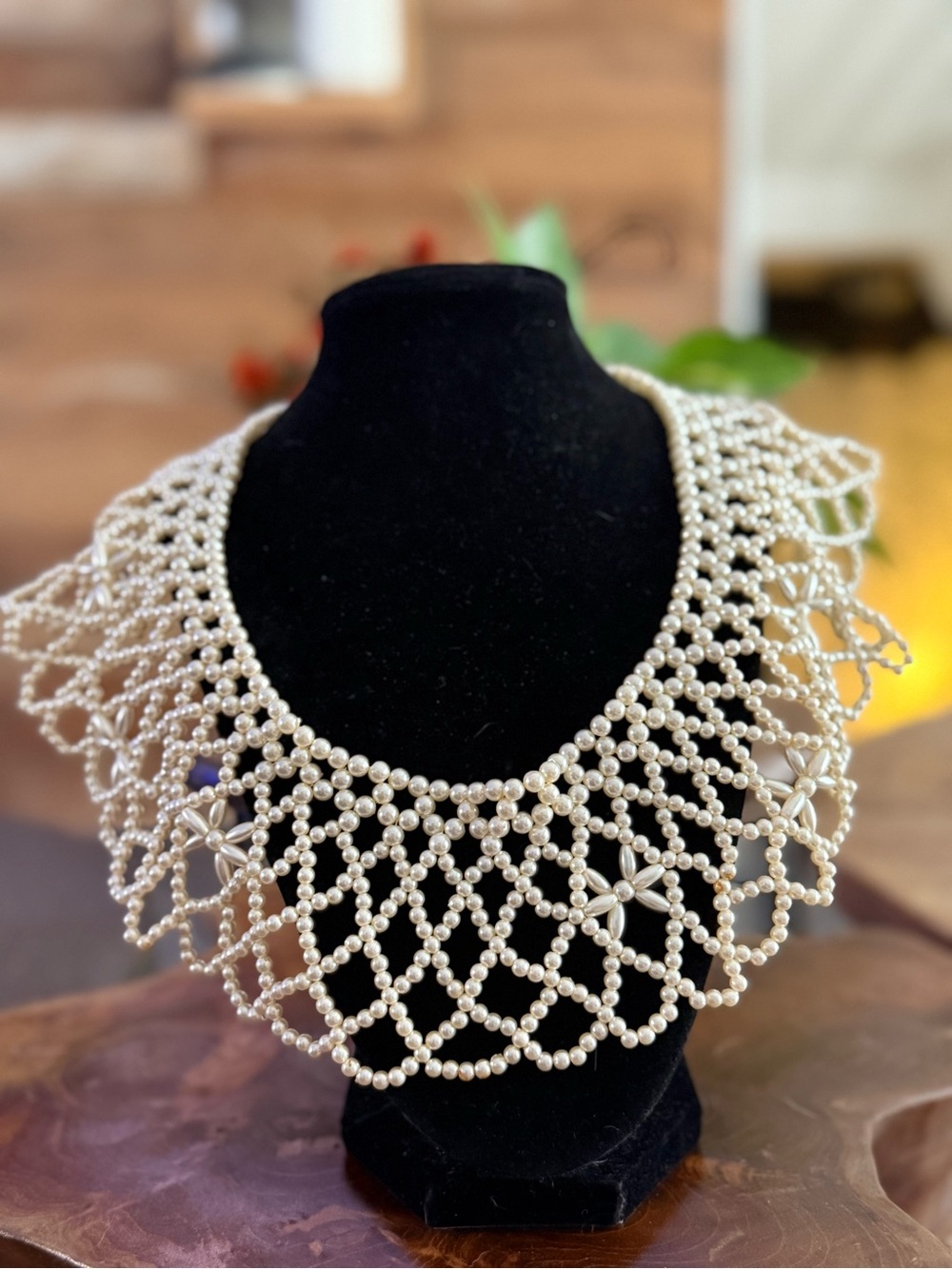 Vintage Faux Pearl Collar Necklace